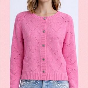 🌸Pointelle Knit Heart 🩷 Crew Cardigan🌸